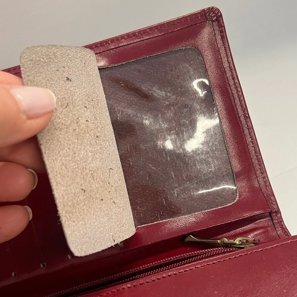 Red Leather Vintage Long Clutch Bifold Clutch Wallet